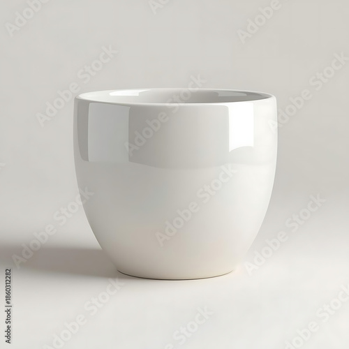 Minimalist White Ceramic Pot on Reflective Surface