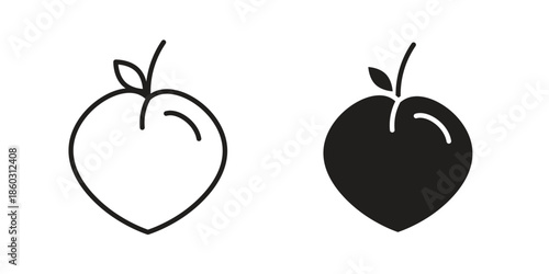 Peach icons. glyph icon vector on white background. Flat and line vector