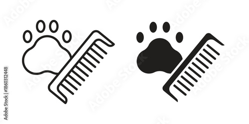 Pet grooming icons. glyph icon vector on white background. Flat and line vector