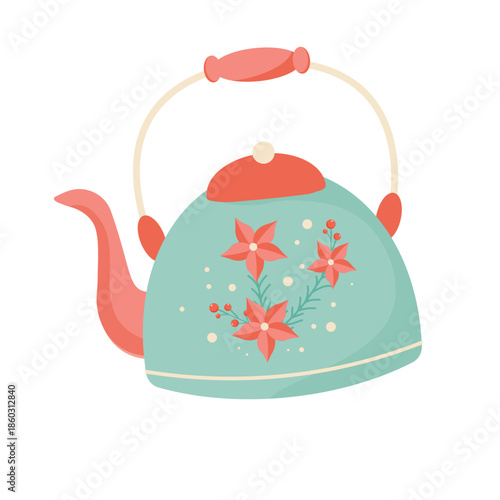 kettle vector flat illustration isolated on white background.