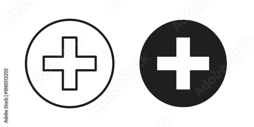 Plus icons. glyph icon vector on white background. Flat and line vector