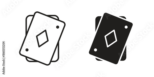 Playing cards icons. glyph icon vector on white background. Flat and line vector