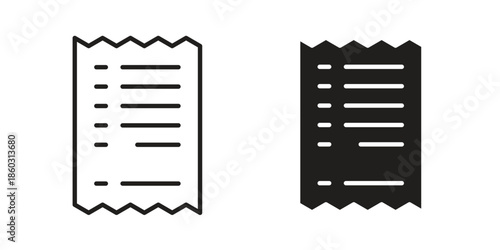 Receipt icons. glyph icon vector on white background. Flat and line vector