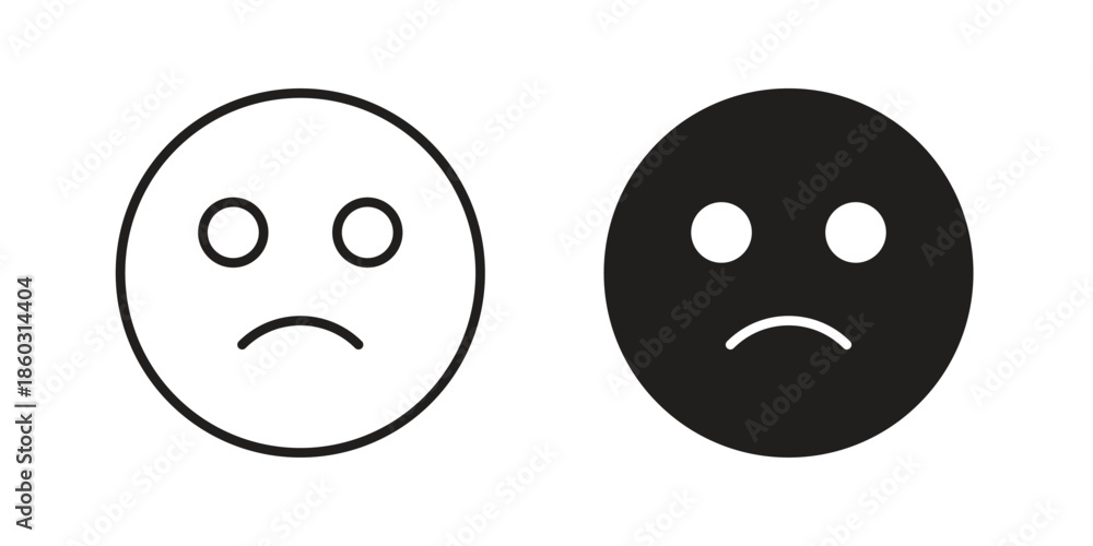 Fototapeta premium Sad icons. glyph icon vector on white background. Flat and line vector