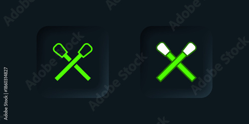Green Burning match with fire icon isolated on black background. Match with fire. Matches sign. Black square button. Vector