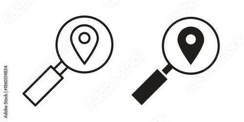 Search Location icons. glyph icon vector on white background. Flat and line vector
