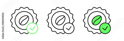 Set line Medal for coffee icon isolated on white background. Premium quality coffee badge. Vector