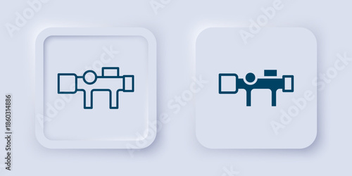 Filled and outline Sniper optical sight icon isolated on grey background. Sniper scope crosshairs. Square button. Vector