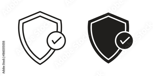 Shield check icons. glyph icon vector on white background. Flat and line vector