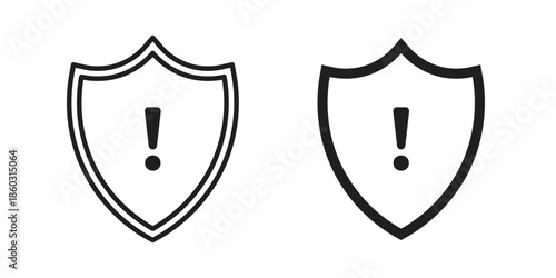 Shield exclamation icons. glyph icon vector on white background. Flat and line vector