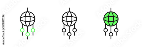 Set line Dream catcher with feathers icon isolated on white background. Vector