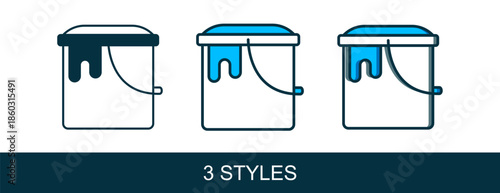 Filled outline Paint bucket icon isolated on white background. Vector