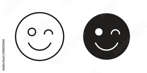 Smile wink icons. glyph icon vector on white background. Flat and line vector