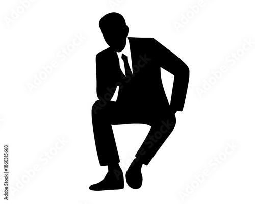 silhouette of a business man sitting while thinking, vector illustration
