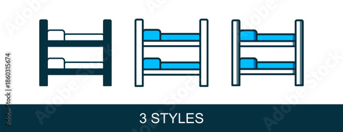 Filled outline Bunk bed icon isolated on white background. Vector