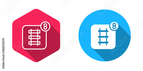 Filled and outline Online ticket booking and buying app interface icon isolated with long shadow background. E-tickets ordering. Electronic train ticket on screen. Vector