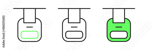 Set line Cable car icon isolated on white background. Funicular sign. Vector