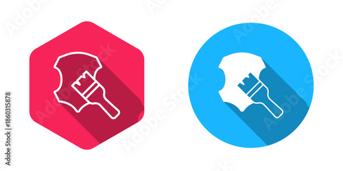 Filled and outline Leather icon isolated with long shadow background. Vector