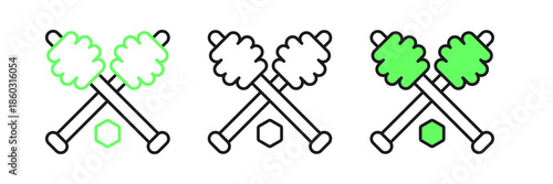 Set line Honey dipper stick icon isolated on white background. Honey ladle. Vector