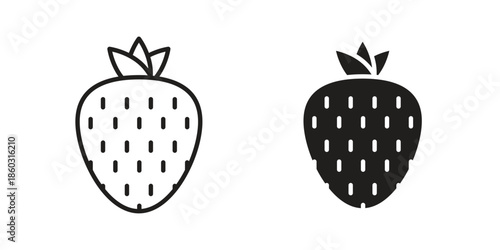 Strawberry icons. glyph icon vector on white background. Flat and line vector