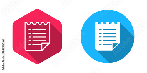 Filled and outline Wish list template icon isolated with long shadow background. Vector