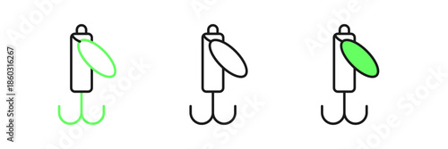 Set line Fishing lure icon isolated on white background. Fishing tackle. Vector