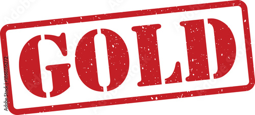 Red gold stamp isolated on transparent background