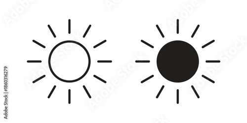 Sun icons. glyph icon vector on white background. Flat and line vector