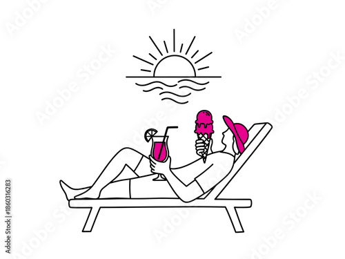 Relaxing Beach Scene with Sun Loungers