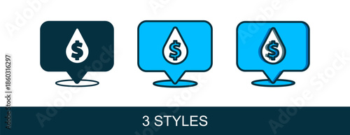 Filled outline Oil drop with dollar symbol icon isolated on white background. Oil price. Oil and petroleum industry. Vector