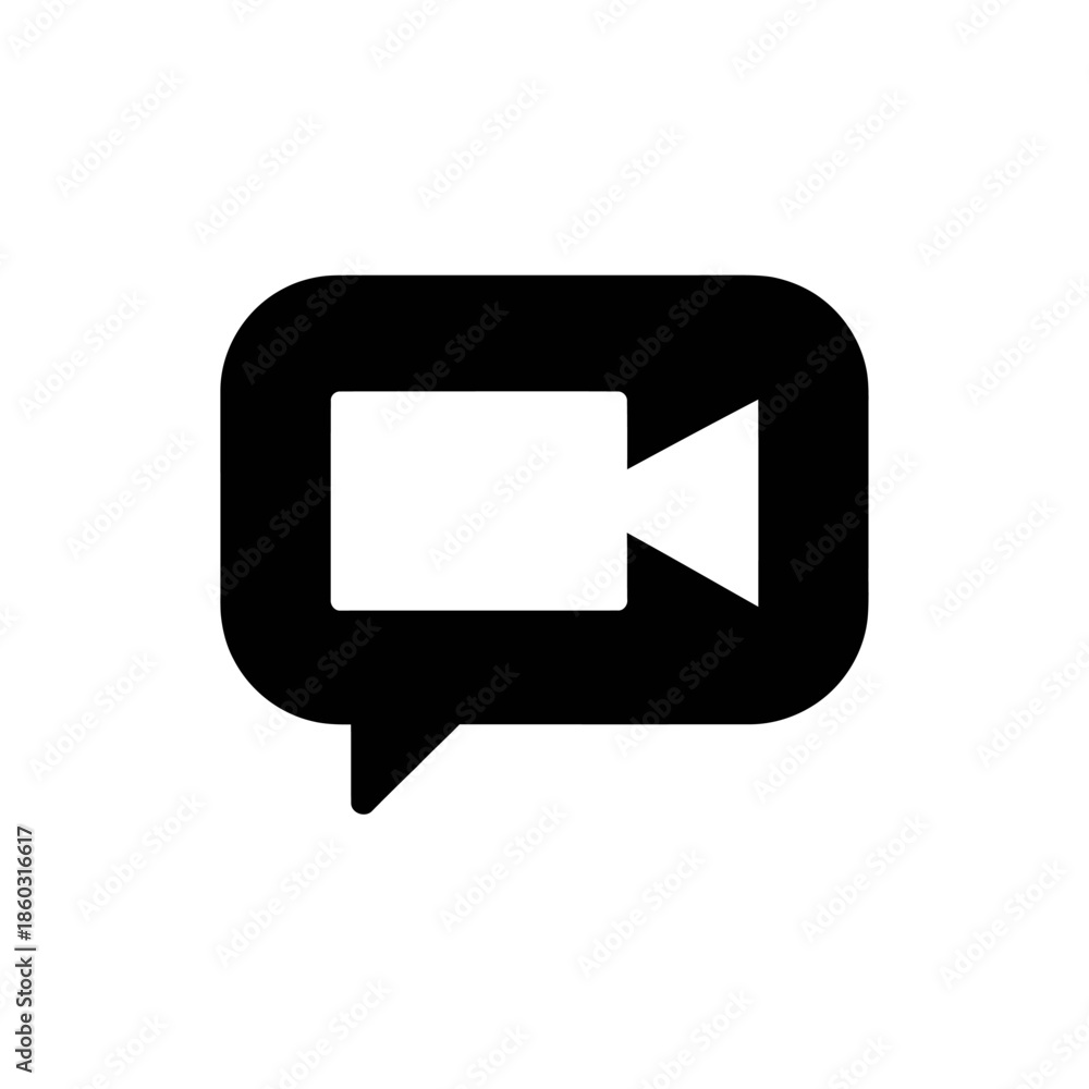 Naklejka premium Black and White Video Camera Icon for Technology Concept