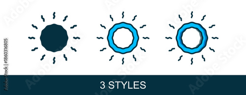 Filled outline Sun icon isolated on white background. Vector