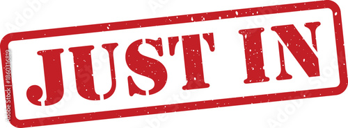 Red grungy Just In stamp on transparent background