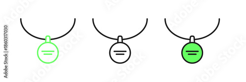 Set line Locket on necklace icon isolated on white background. Vector
