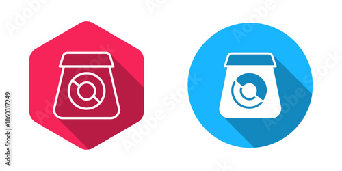 Filled and outline Online ordering and fast food delivery icon isolated with long shadow background. Vector