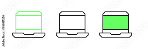 Set line Laptop icon isolated on white background. Computer notebook with empty screen sign. Vector
