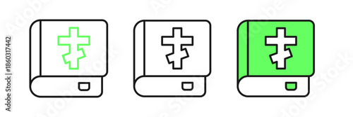 Set line Holy bible book icon isolated on white background. Vector