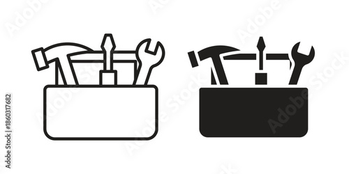 Toolbox icons. glyph icon vector on white background. Flat and line vector
