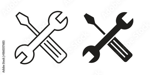 Tools and Service icons. glyph icon vector on white background. Flat and line vector