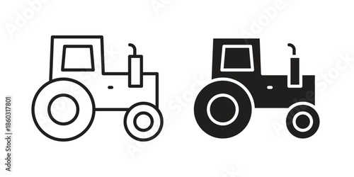 Tractor icons. glyph icon vector on white background. Flat and line vector