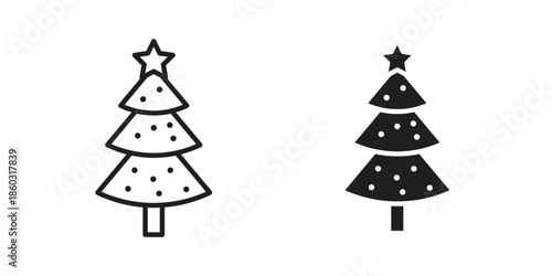 Tree christmas icons. glyph icon vector on white background. Flat and line vector