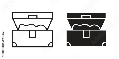 Treasure chest icons. glyph icon vector on white background. Flat and line vector