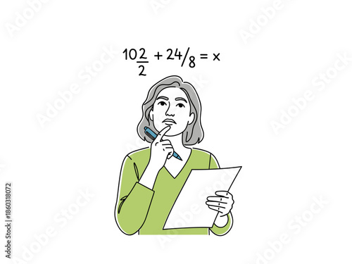 Math Puzzle Illustration - Solving the Equation