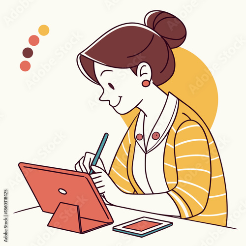 Artist drawing on a digital tablet with stylus