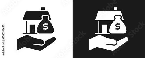 Asset Icon Set Glyph In White And Black Background