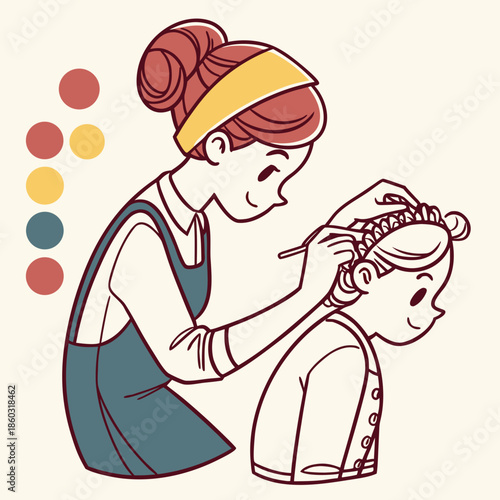 Artist painting a childs hair with a brush