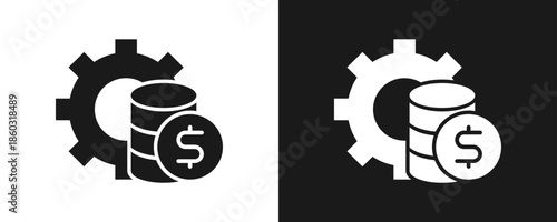 Financing Icon Set Glyph In White And Black Background