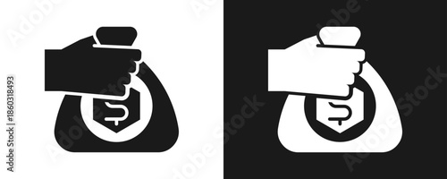 Stake Icon Set Glyph In White And Black Background