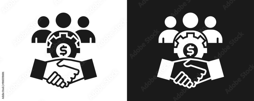 Fototapeta premium Business Relationship Icon Set Glyph In White And Black Background