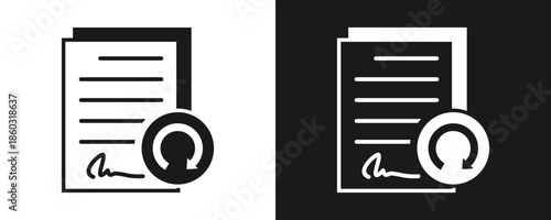 Renewal Icon Set Glyph In White And Black Background